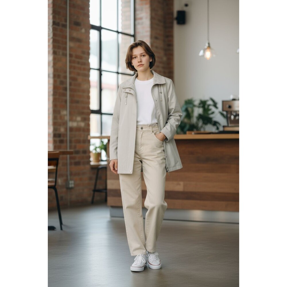 Vintage Calvin Klein Jacket Women M Raincoat Khaki . Gray Lining  Zip Up Retro